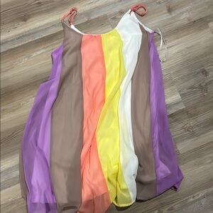 She + Sky Purple Tan Spaghetti Strap Sundress